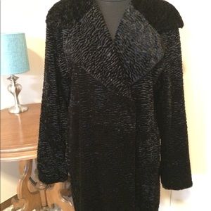 Calvin Klein Black Textured Faux Fur Coat-NWT!